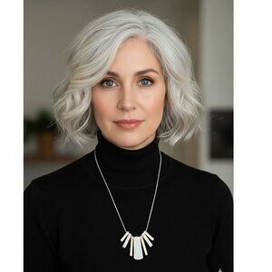 NECKLACE - Silver flowers with crystal and translucent petals